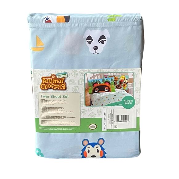 Animal Crossing DIY Paradise Twin Sheet 3 Pcs Set Multicolor Nintendo Game Soft - Picture 3 of 9